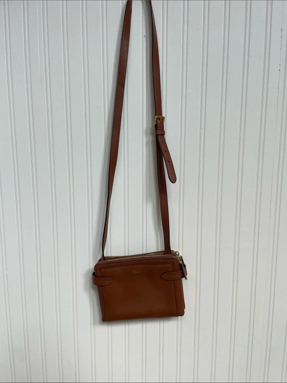 Ralph Lauren Brown Leather Crossbody Bag with Gold Hardware